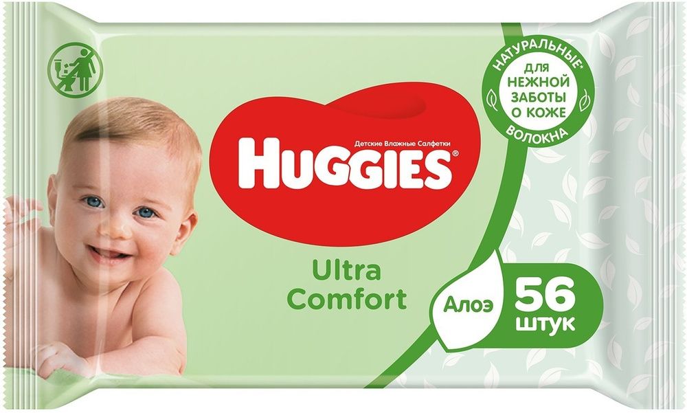 фото упаковки Huggies ultra comfort алоэ салфетки влажные детские