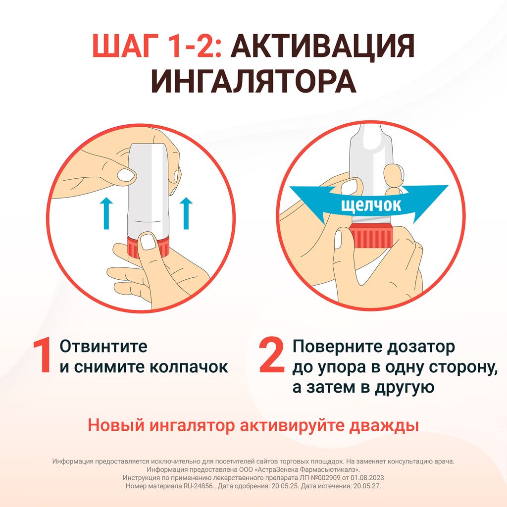 Симбикорт Турбухалер, 80+4.5 мкг/доза, 60 доз, порошок для ингаляций дозированный, 1 шт.