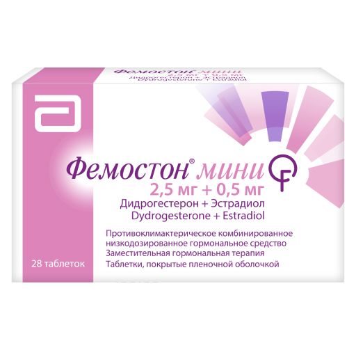 фото упаковки Фемостон мини, 2.5 мг+0.5 мг, таблетки, покрытые пленочной оболочкой, 28 шт. фото упаковки Фемостон мини