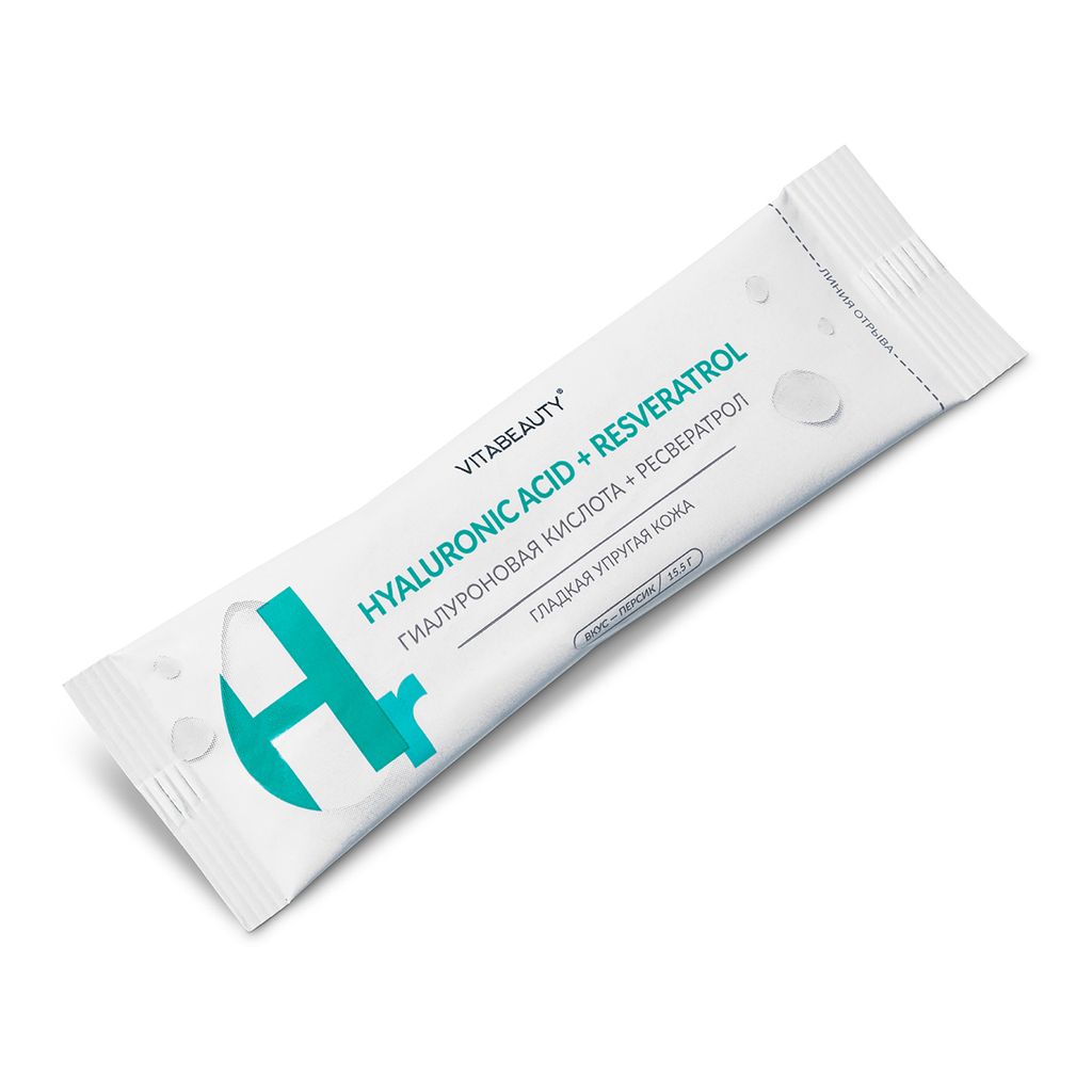 Vitabeauty Гиалуроновая кислота + Ресвератрол, батончик желейный, персик, 15,5г, 15 шт.