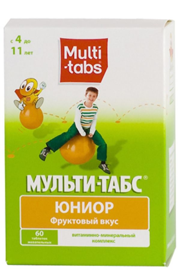 Мульти-табс Юниор, таблетки жевательные, фруктовые, 60 шт.