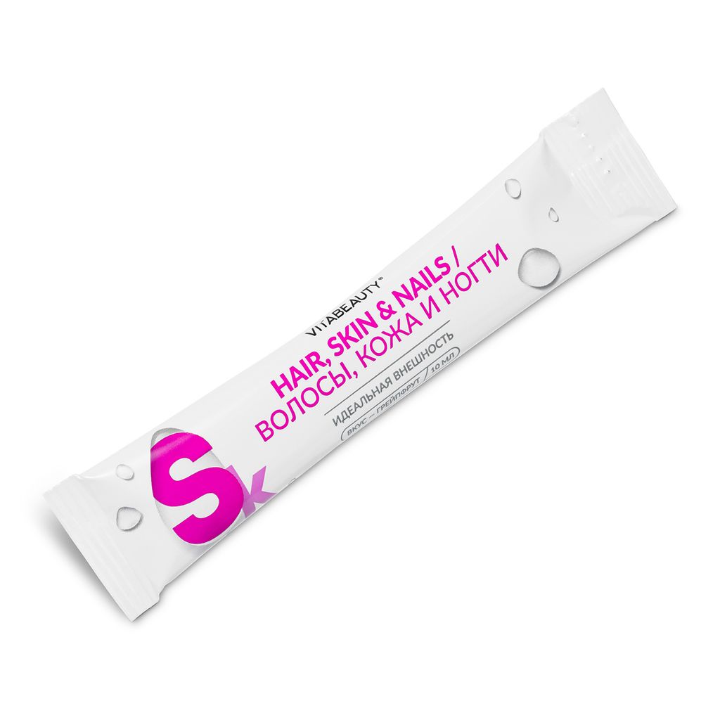 Vitabeauty Волосы, кожа и ногти, жидкость для приема внутрь, грейпфрут, 10 мл, 30 шт.