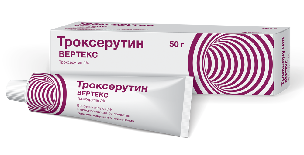 Троксерутин Вертекс, 2%, гель для наружного применения, 50 г, 1 шт.