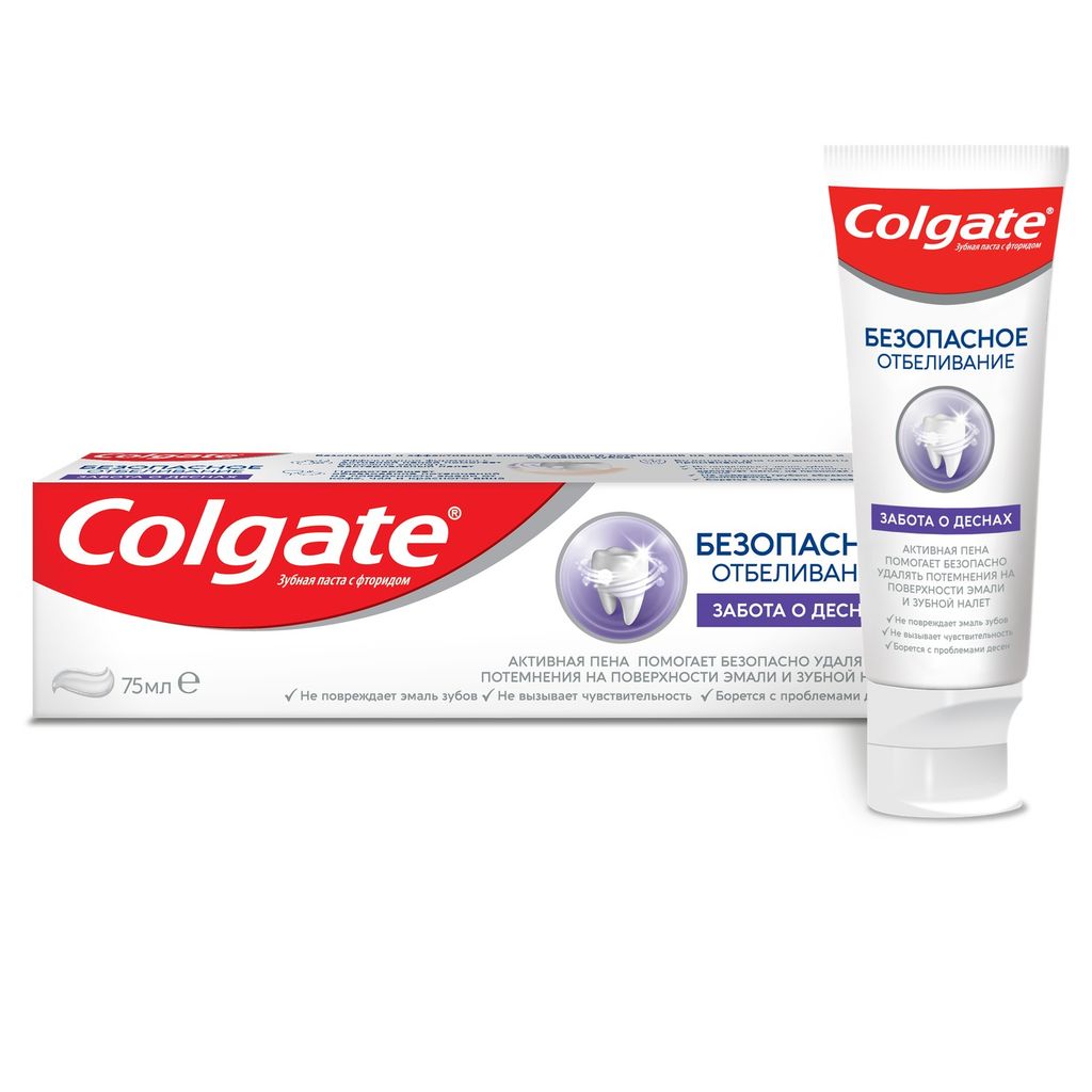фото упаковки Colgate Паста зубная Безопасное отбеливание Забота о деснах