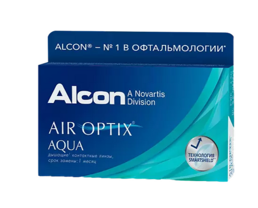 Alcon Air Optix aqua контактные линзы плановой замены, BC=8.6 d=14.2, D(-2.25), стерильно, 3 шт.