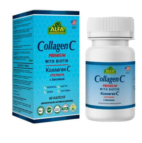 Alfa Vitamins Коллаген С премиум с биотином, капсулы, 60 шт.