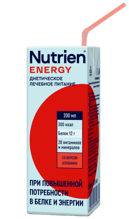 Nutrien Energy, для детей с 3 лет и взрослых, смесь для энтерального питания, клубника, 200 мл, 1 шт.