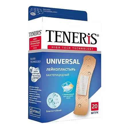 Teneris Universal лейкопластырь бактерицидный, 76х19мм, пластырь, с ионами серебра, 20 шт.