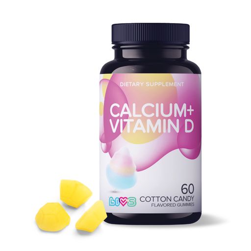 LIVS Кальций + Витамин Д3, пектиновые мармеладные пастилки, со вкусом сахарной ваты, 60 шт.