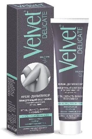 Velvet Delicate крем для депиляции замедляющий рост волос, крем-депилятор, предотвращающий врастание волос, 100 мл, 1 шт.