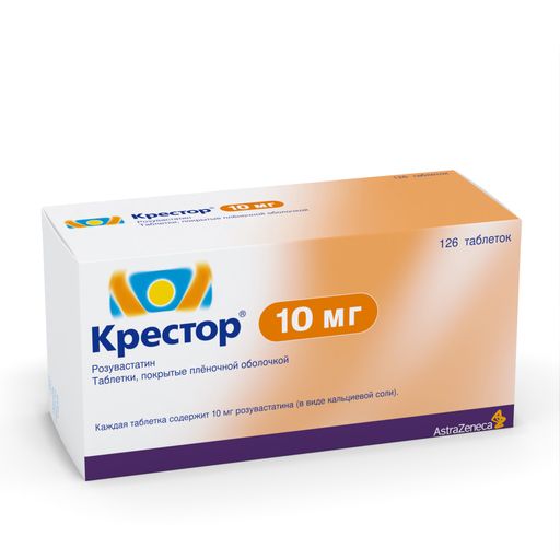 Крестор, 10 мг, таблетки, покрытые пленочной оболочкой, 126 шт.